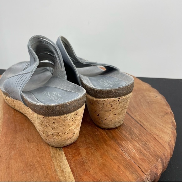 Cordani Strappy Leather Sandals with Cork Wedge Heel toe loop 38 7.5-8 blue - Picture 4 of 8